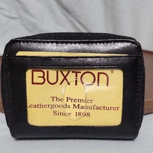Buxton Black Leather Card Wallet Mint Condition